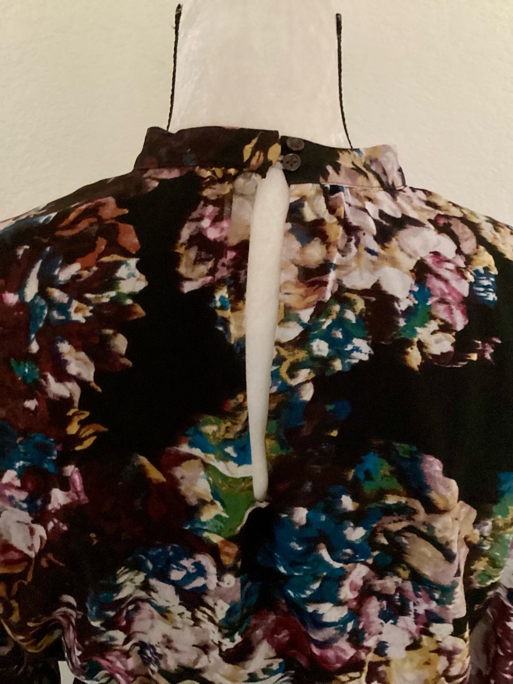 Who What Wear Black & Burgundy Dark Floral Printed Long Sleeve Midi Dress L - Picture 9 of 12